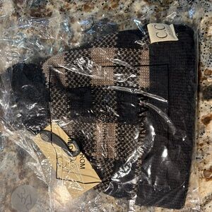 Baby C.C Striped Knit Beanie in Black and Tan